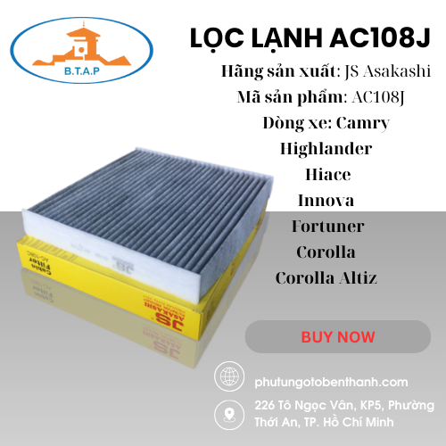 Lọc Lạnh Camry, Highlander, Hiace, Innova, Fortuner, Corolla, Corolla Altiz     AC108J