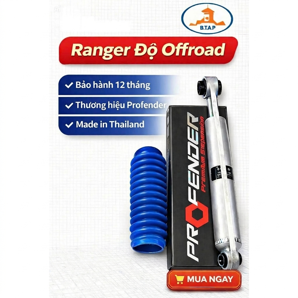 PG6L-4045 Phuộc sau độ hãng Profender, Ford Ranger & Mazda BT50